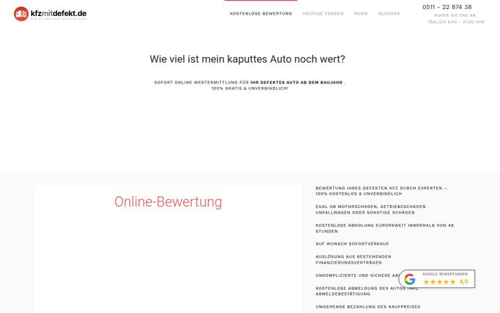 Screenshot of kfzmitdefekt.de