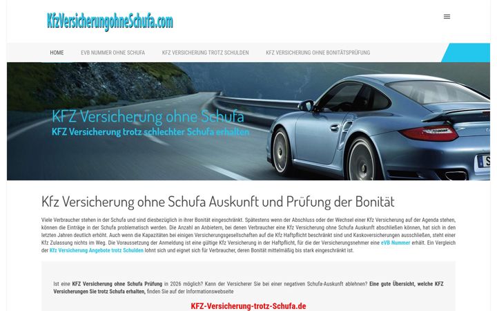 Screenshot of kfzversicherungohneschufa.com