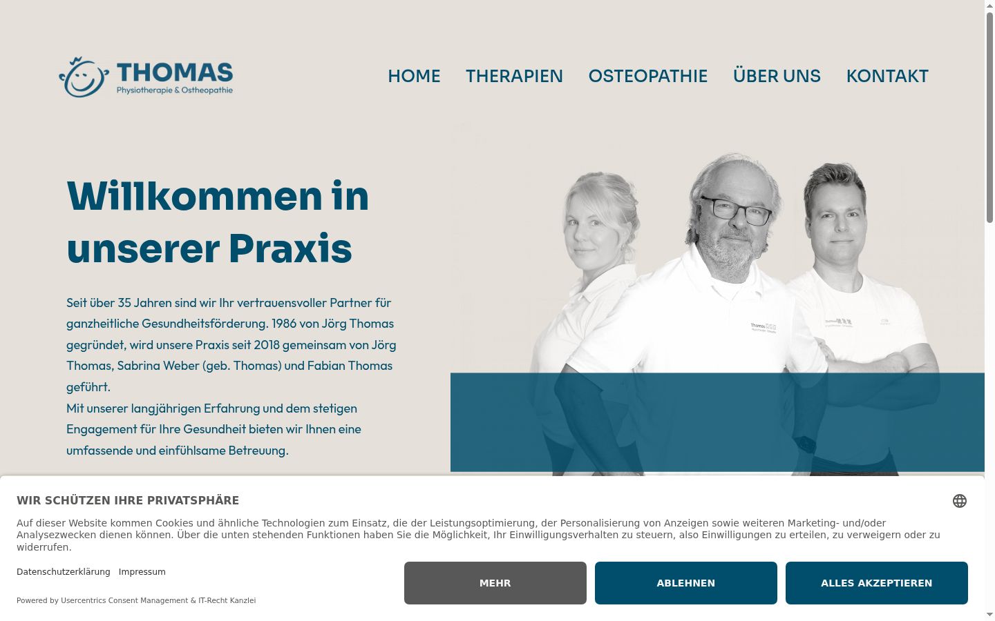 Screenshot des Einwilligungsbanners vor jeglicher Interaktion