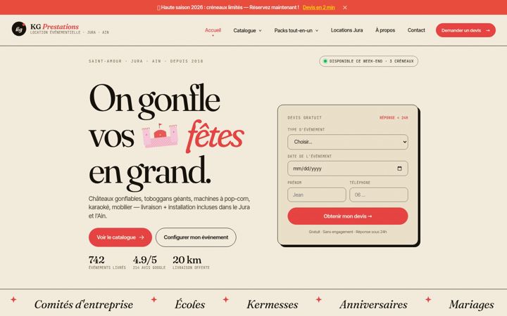 Screenshot of kgprestations.fr