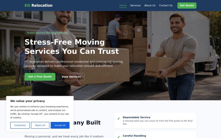 Screenshot of kgrelocation.com