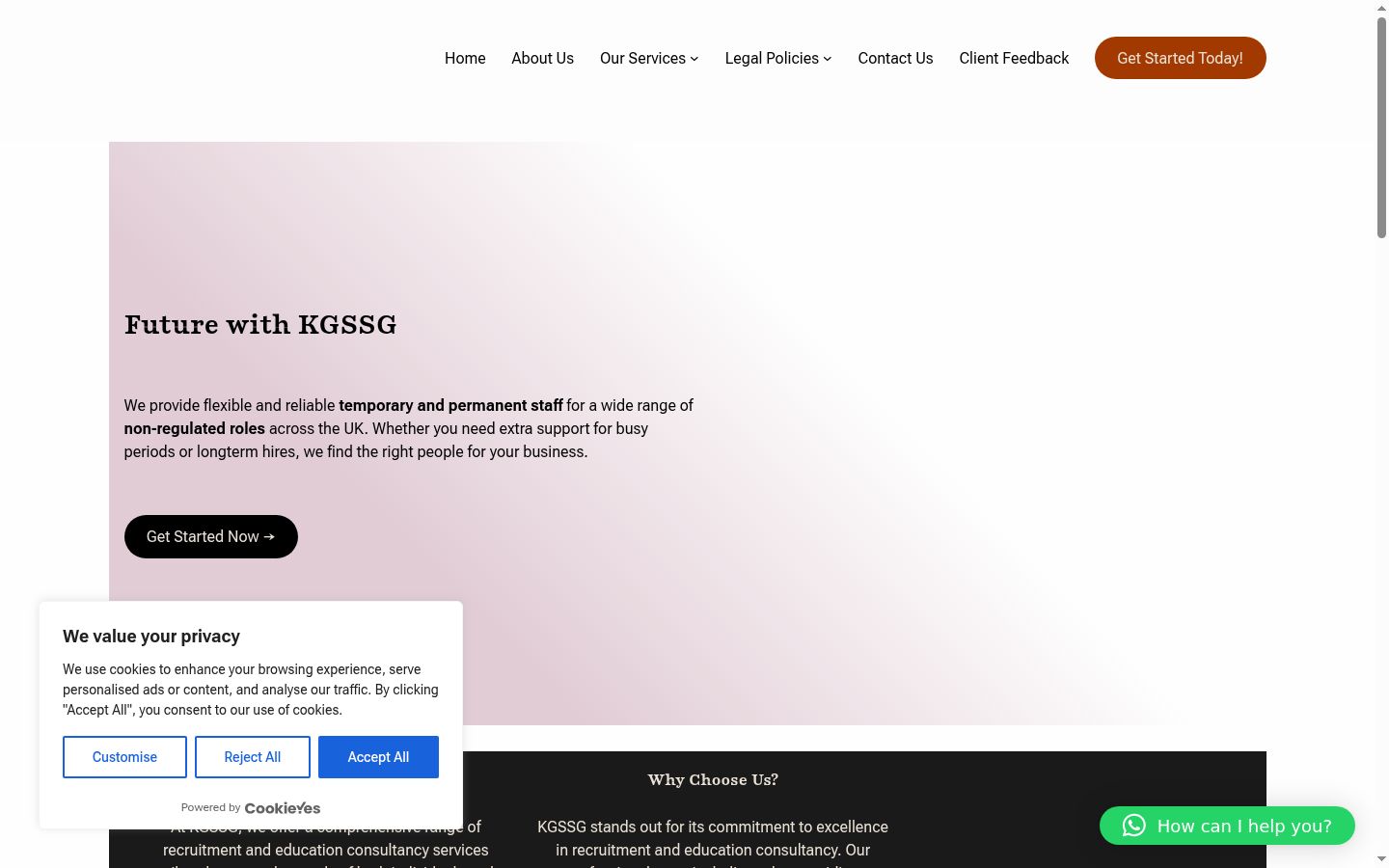 Screenshot del banner di consenso mostrato prima di qualsiasi interazione