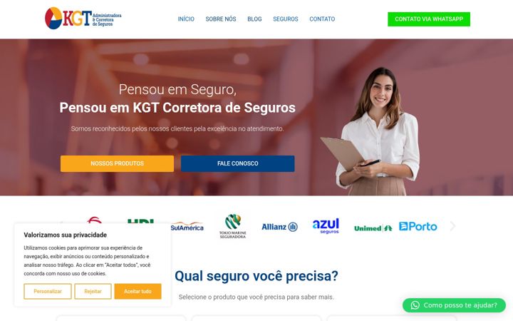 Screenshot of kgtcorretoradeseguros.com.br