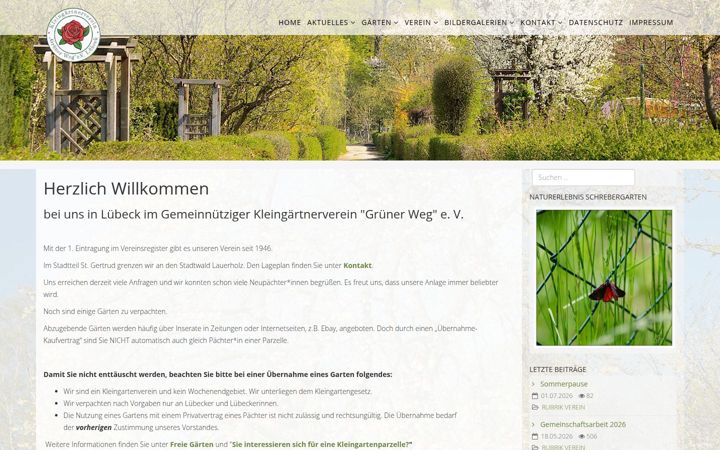 Screenshot of kgv-gruener-weg-luebeck.de