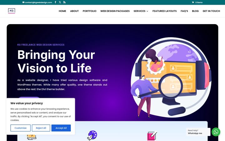 Screenshot of kgwebdesign.com