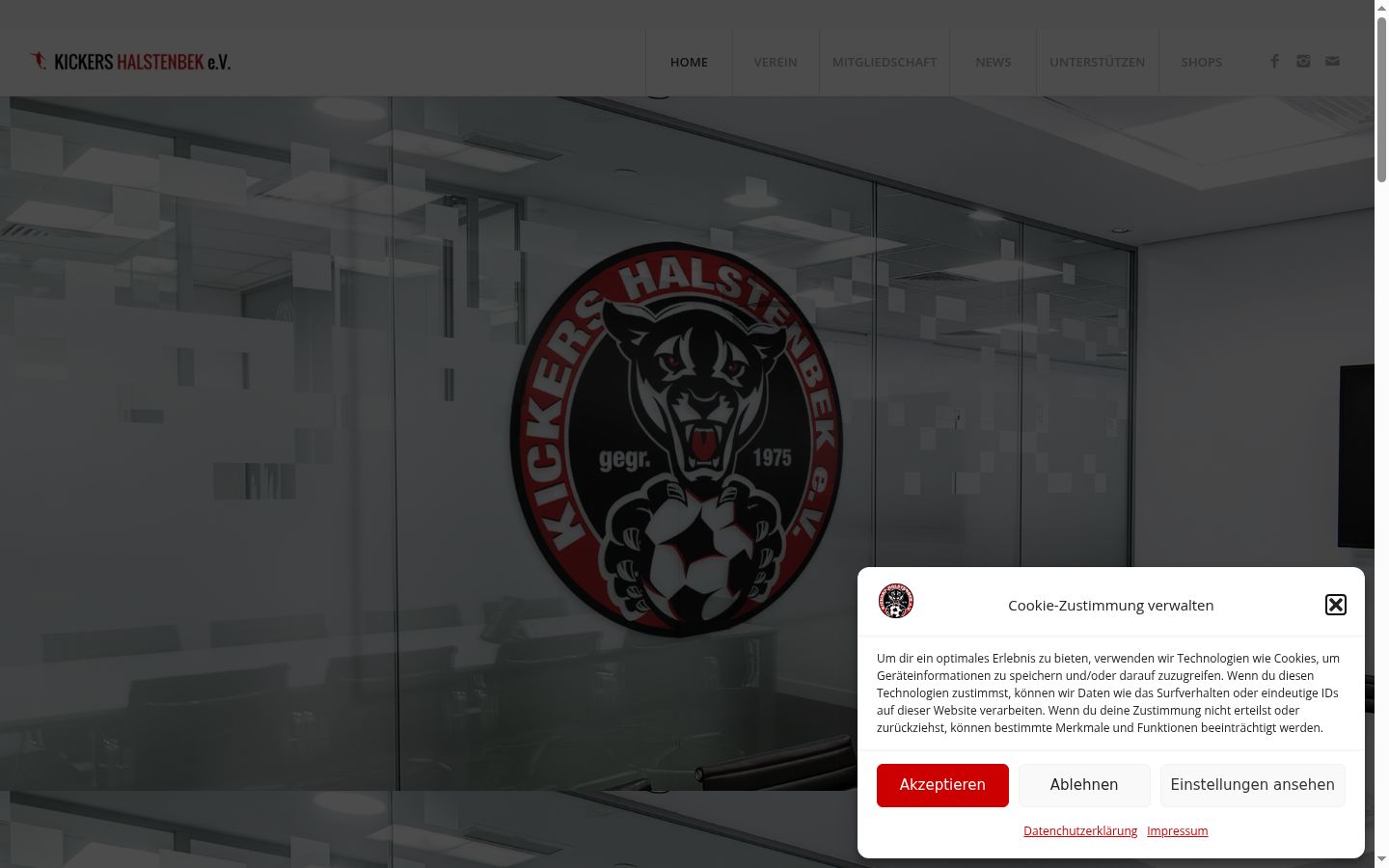 Screenshot del banner di consenso mostrato prima di qualsiasi interazione