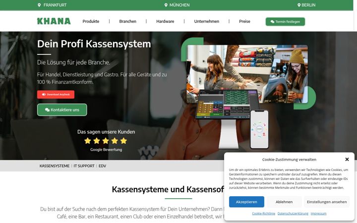 Screenshot of khana-kassensysteme.de