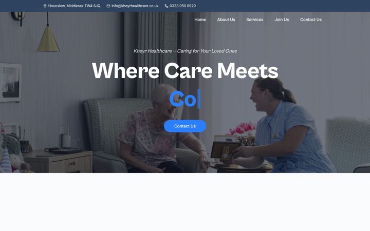 Screenshot of kheyrhealthcare.co.uk