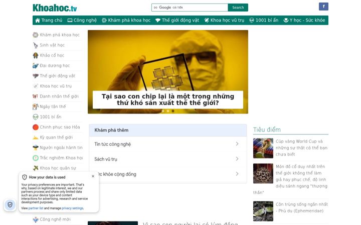 Screenshot of khoahoc.tv