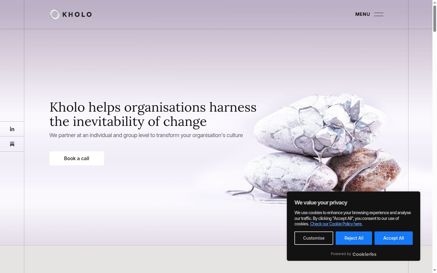 Skærmbillede af samtykkebanneret, som det blev vist før nogen interaktion