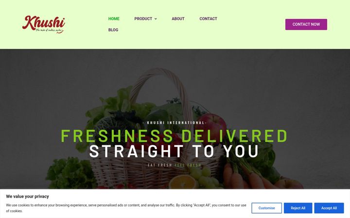 Screenshot of khushiinternational.co.uk
