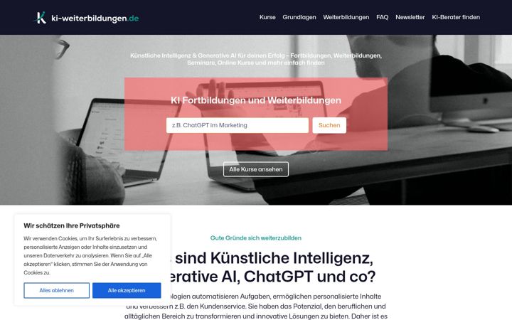 Screenshot of ki-weiterbildungen.de