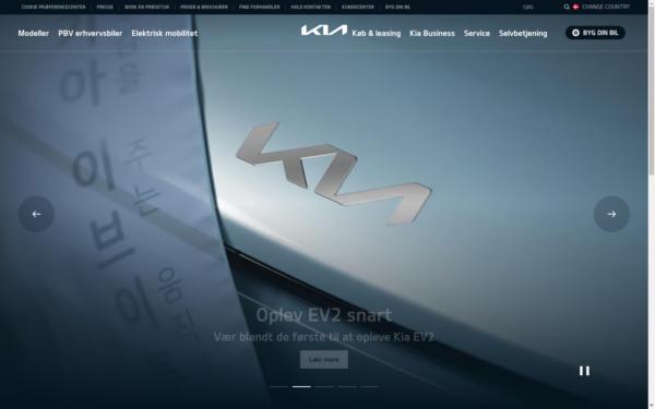 Screenshot of kia.com