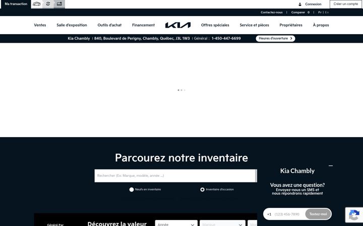 Screenshot of kiachambly.ca