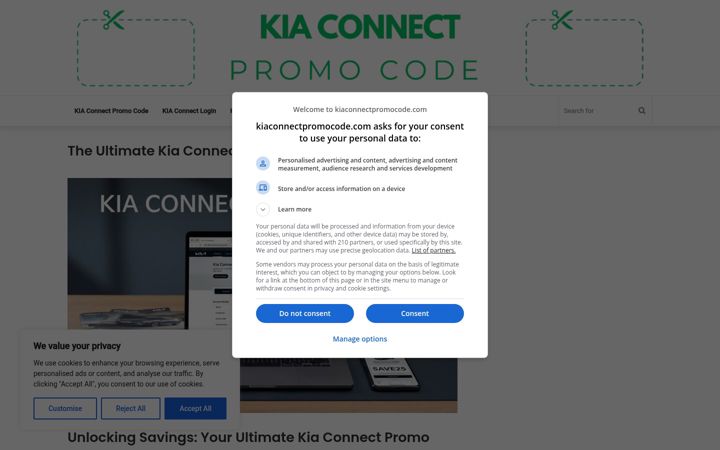 Screenshot of kiaconnectpromocode.com