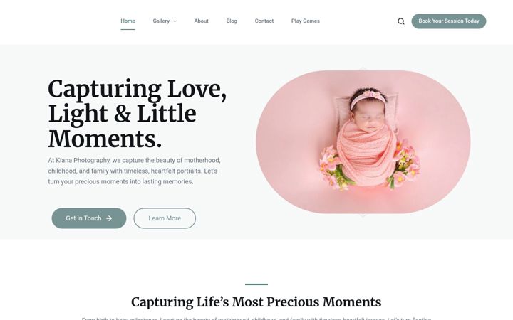 Screenshot of kianaphotography.co.uk