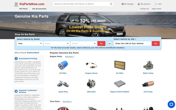 Екранна снимка на kiapartsnow.com