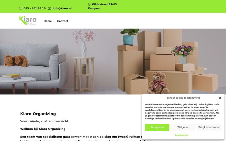 Screenshot of kiaro-organizing.nl