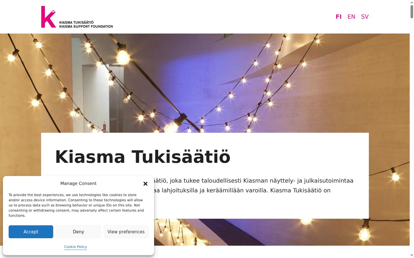 Ekrānuzņēmums ar piekrišanas baneri, kas tika rādīts pirms jebkādas mijiedarbības