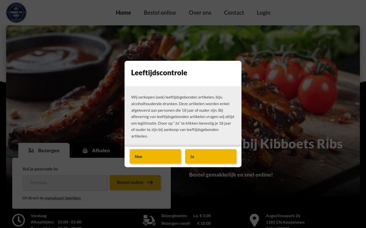 Screenshot of kibboetsribs.nl