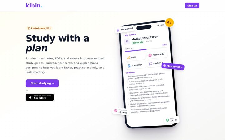 Screenshot του kibin.com