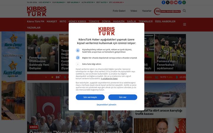Screenshot of kibristurk.com
