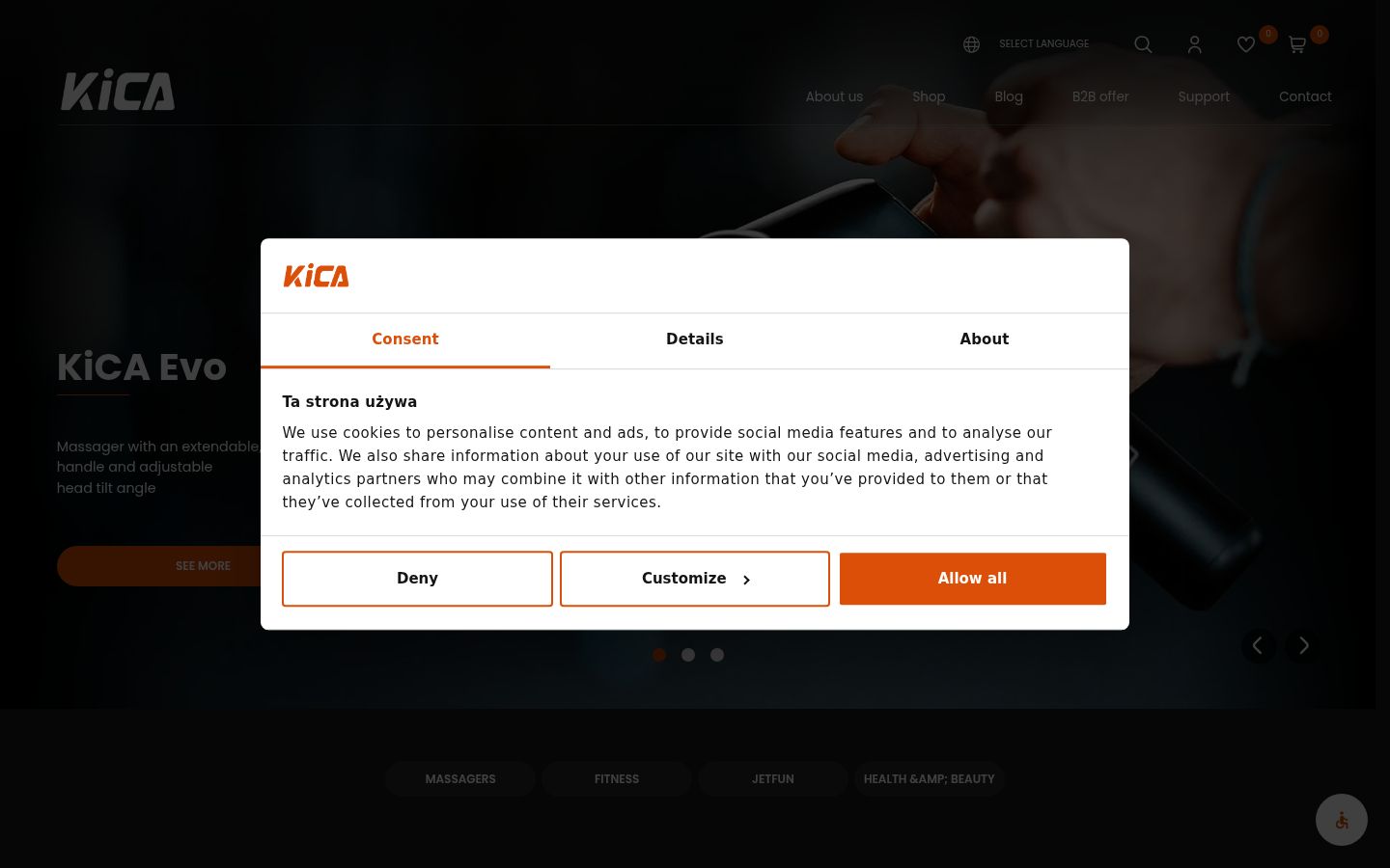Screenshot of the consent banner shown before any interaction