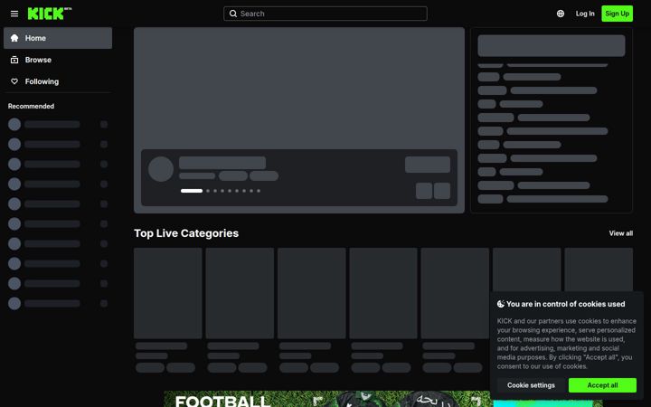 Screenshot von kick.com