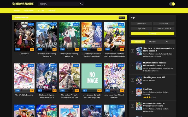 Screenshot of kickassanime.com.es