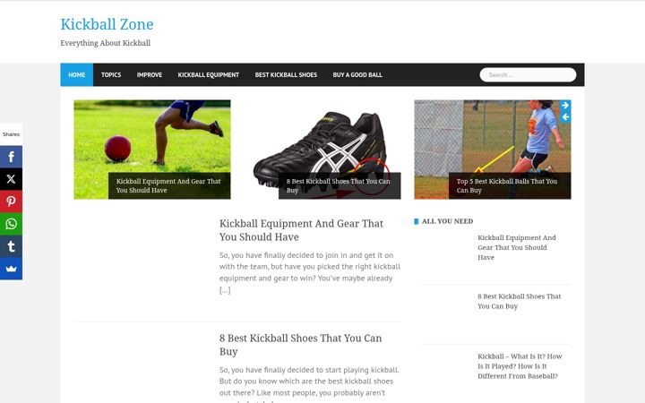 Screenshot of kickballzone.com