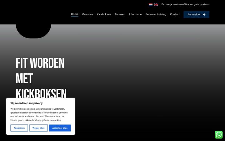 Screenshot of kickboksendelft.nl