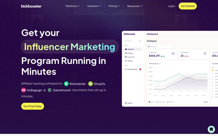 Screenshot of kickbooster.me
