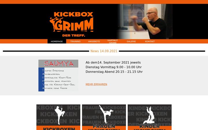 Screenshot of kickboxgrimm.de