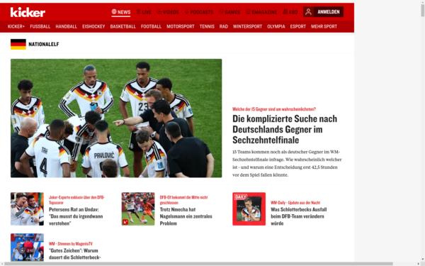 Screenshot of kicker.de