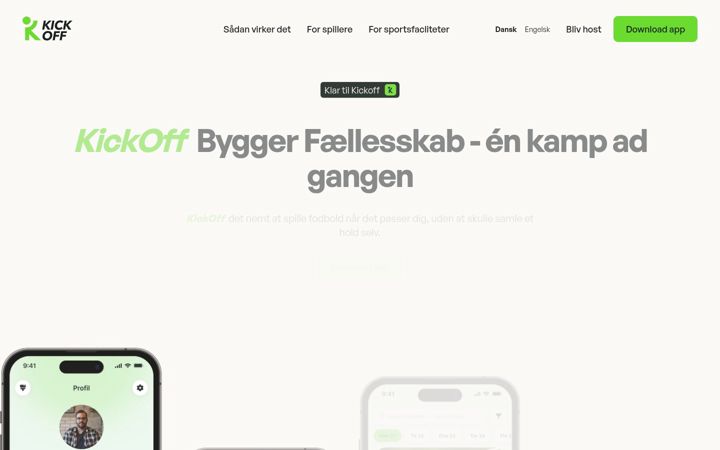 Ekraanipilt saidist kickoff.dk