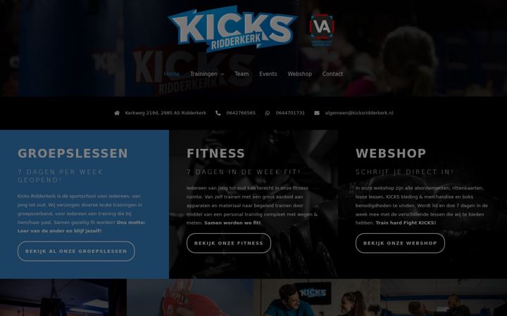 Screenshot of kicksridderkerk.nl