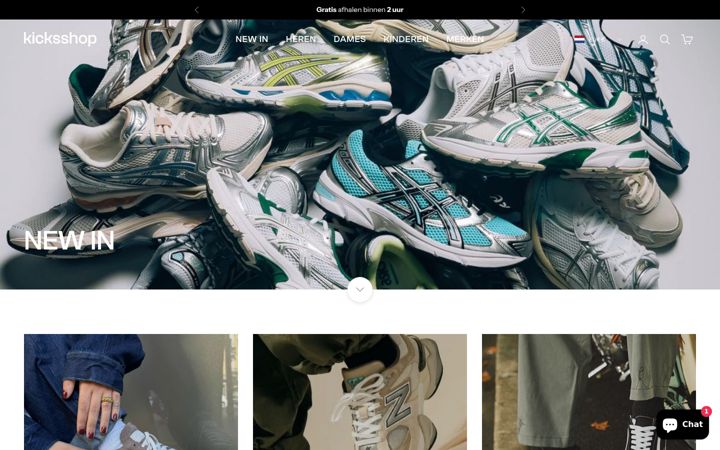 Snímek obrazovky kicksshop.nl