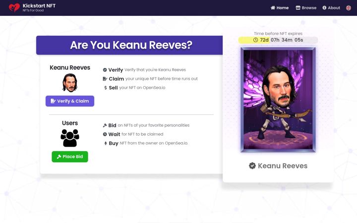 Screenshot of kickstartnft.io
