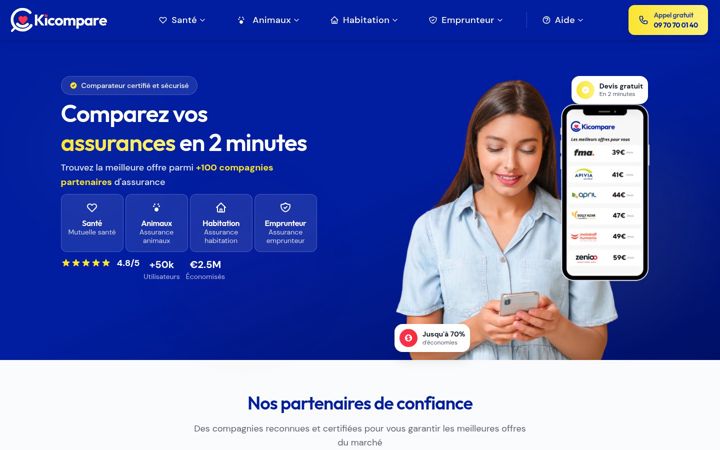 Posnetek zaslona kicompare.fr