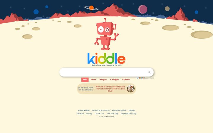 Captura de ecrã de kiddle.co