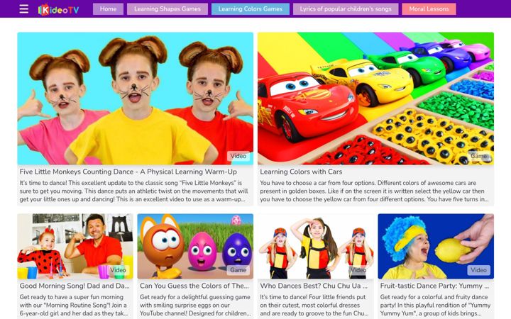 Screenshot of kideotv.com