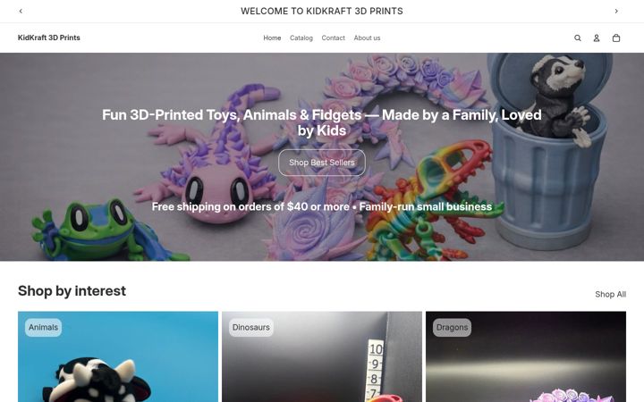 Screenshot of kidkraft3dprints.com