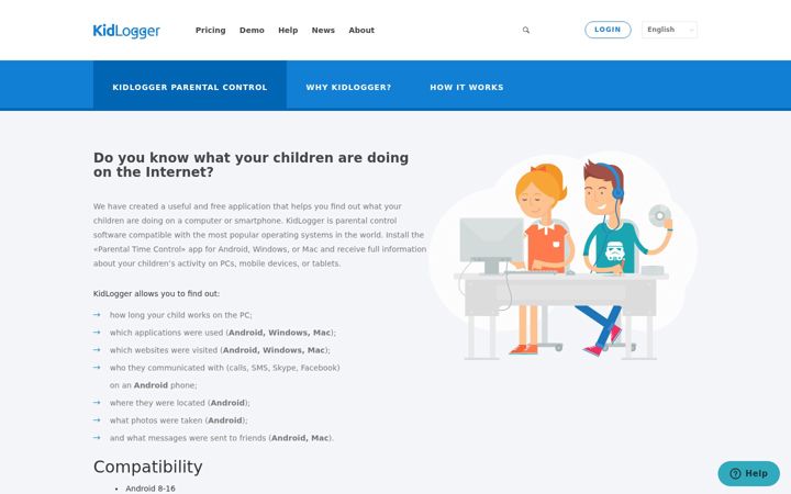 Screenshot of kidlogger.net