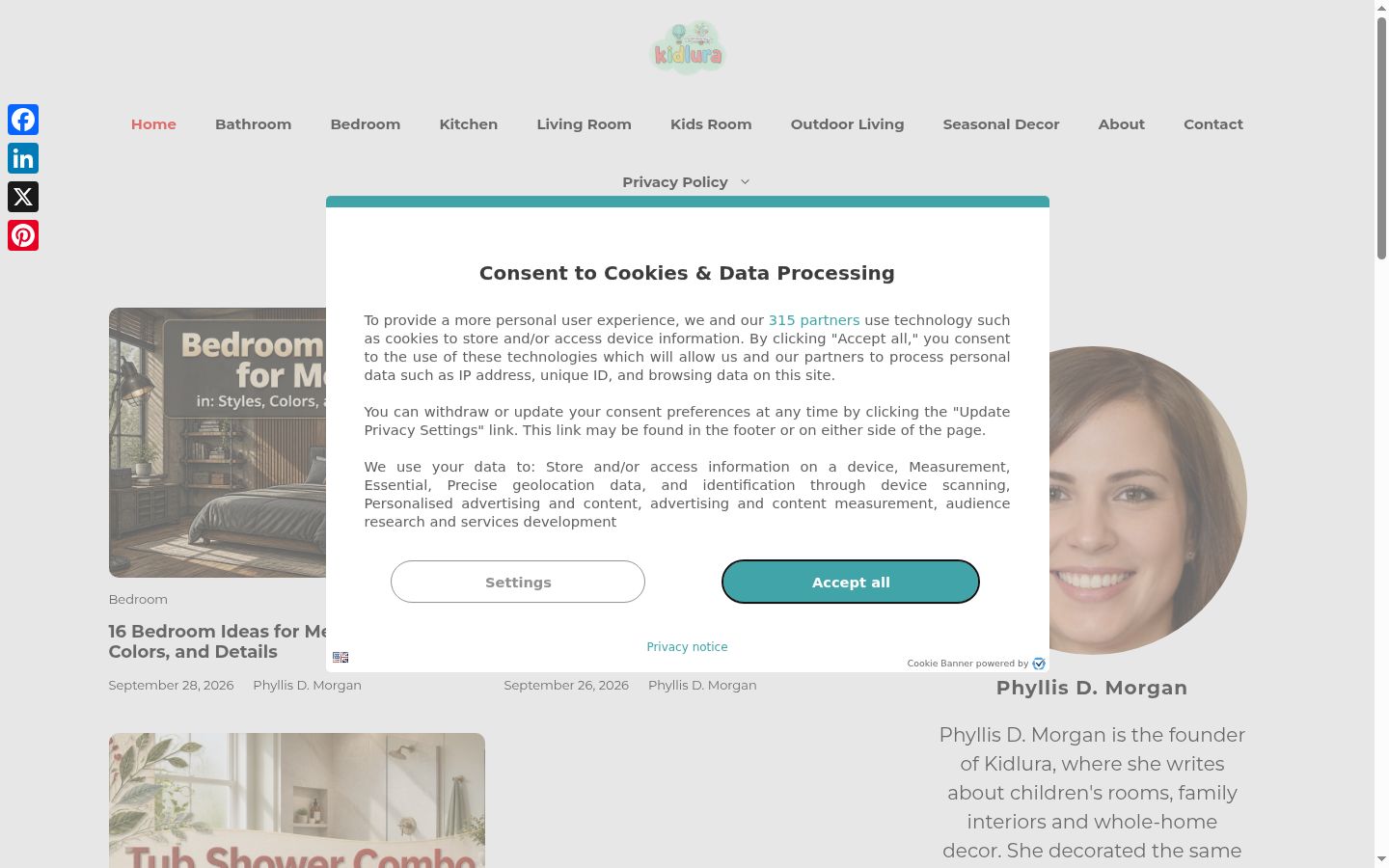 Screenshot of the consent banner shown before any interaction