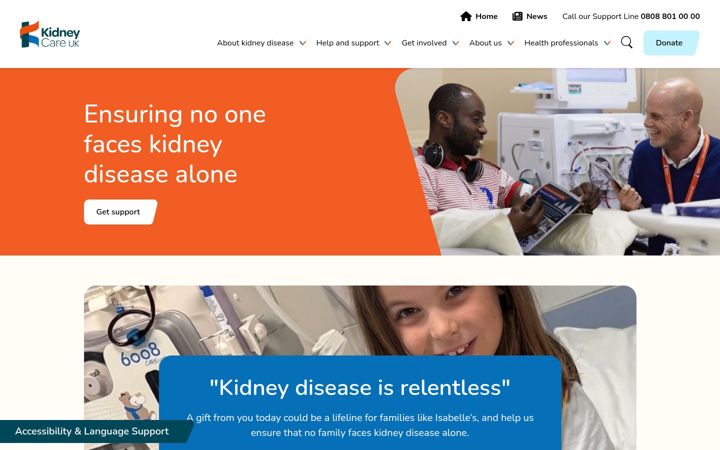 Posnetek zaslona kidneycareuk.org