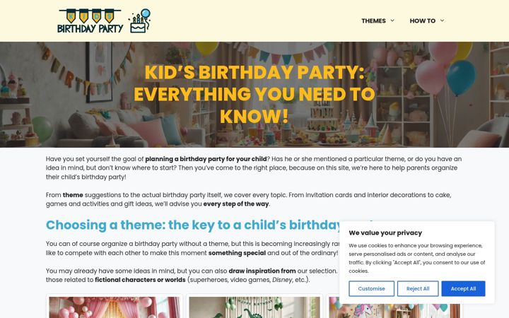 Screenshot of kids-birthday-party.net