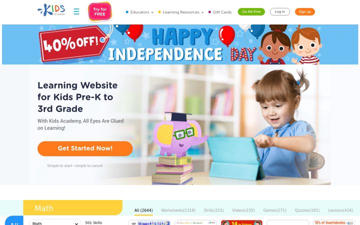 Screenshot of kidsacademy.mobi