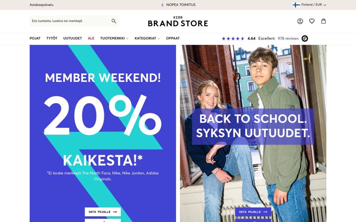 Screenshot of kidsbrandstore.fi