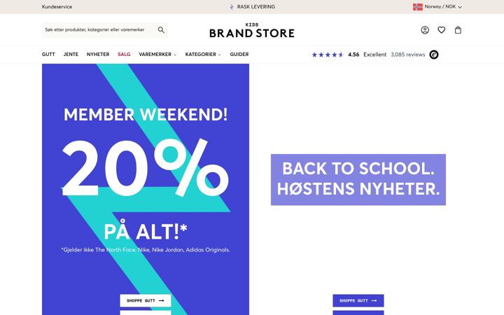 Screenshot of kidsbrandstore.no
