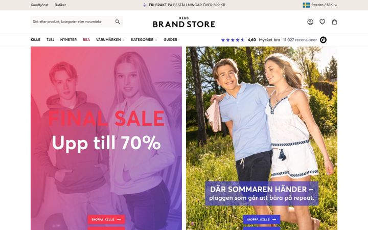 Screenshot di kidsbrandstore.se